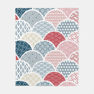 Vintages Kimono-Muster Fleecedecke