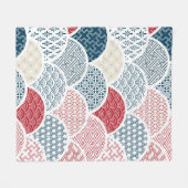 Vintages Kimono-Muster Fleecedecke (Vorderseite (Horizontal))