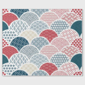 Vintages Kimono-Muster Geschenkpapier (Flach)