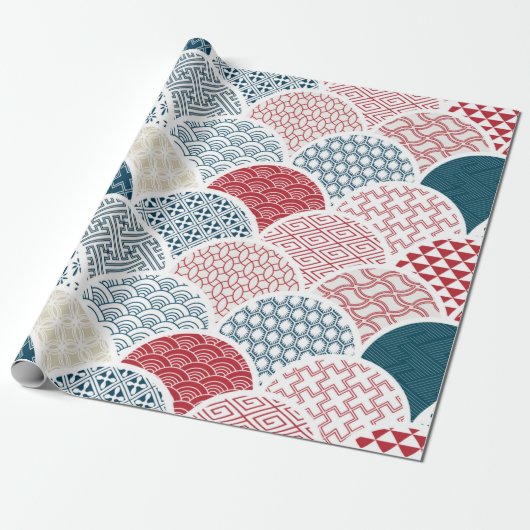 Vintages Kimono-Muster Geschenkpapier (Ungerollt)