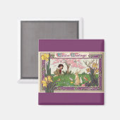 Vintages Kind auf einer Eizelljagd mit Tieren Magnet (Vorderseite/Rückseite)