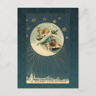 Vintages Kind auf Schlitten Postkarte