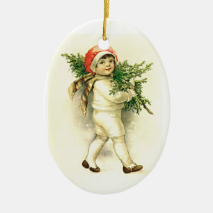 Vintages Kind, Baum-Keramik-Weihnachtsverzierung Keramik Ornament