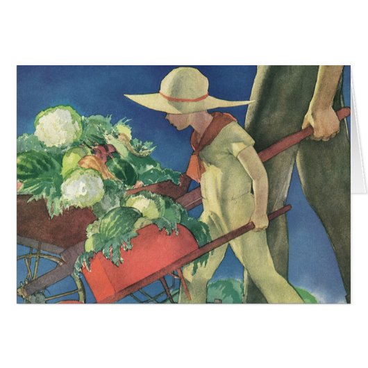 Vintages Kind, Bio Gartenarbeit; Siegesgarten (Vorderseite (Horizontal))