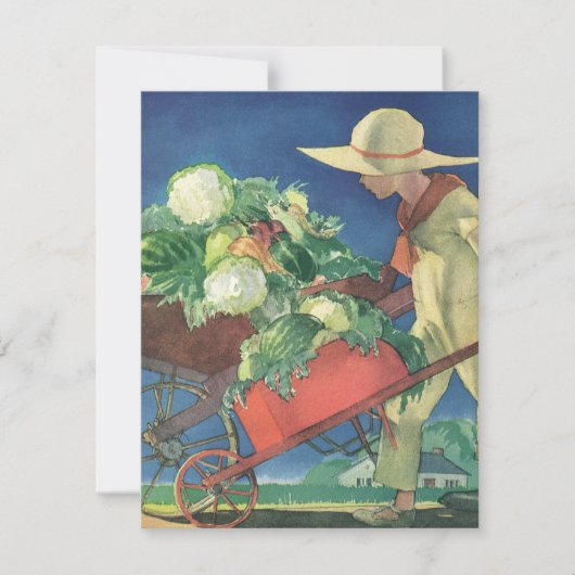 Vintages Kind, Bio Gartenarbeit; Siegesgarten (Vorderseite)