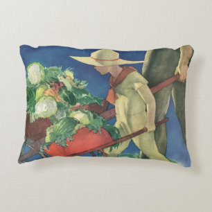 Vintages Kind, Bio Gartenarbeit; Siegesgarten Dekokissen