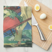 Vintages Kind, Bio Gartenarbeit; Siegesgarten Geschirrtuch (Viertel Falte)