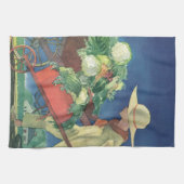 Vintages Kind, Bio Gartenarbeit; Siegesgarten Geschirrtuch (Horizontal)