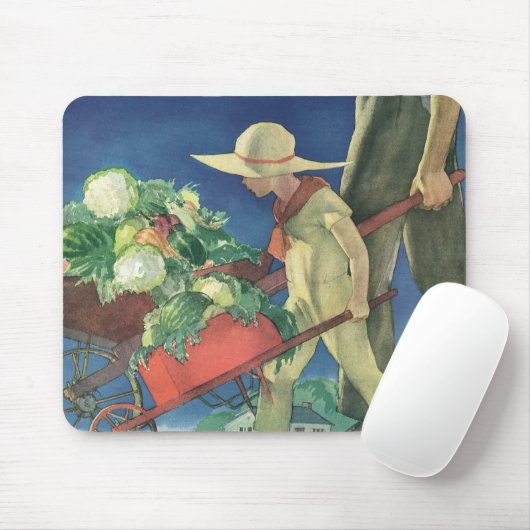 Vintages Kind, Bio Gartenarbeit; Siegesgarten Mousepad (Mit Mouse)