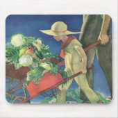 Vintages Kind, Bio Gartenarbeit; Siegesgarten Mousepad (Vorne)