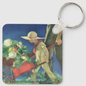 Vintages Kind, Bio Gartenarbeit; Siegesgarten Schlüsselanhänger (Rückseite)