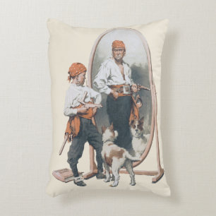 Vintages Kind, Boy Pirate, Hund, Spiegel, Bukcanee Dekokissen