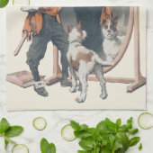 Vintages Kind, Boy Pirate, Hund, Spiegel, Bukcanee Geschirrtuch (Gefaltet)