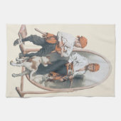 Vintages Kind, Boy Pirate, Hund, Spiegel, Bukcanee Geschirrtuch (Horizontal)