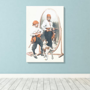 Vintages Kind, Boy Pirate, Hund, Spiegel, Bukcanee Leinwanddruck