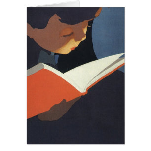 Vintages Kind, das ein Buch aus der Bibliothek lie