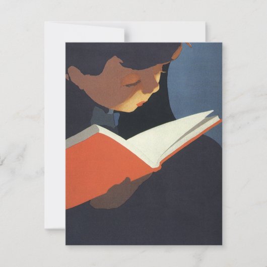 Vintages Kind, das ein Buch aus der Bibliothek lie (Vorderseite)