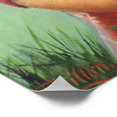 Vintages Kind, glückliches Lächeln, Mädchen mit Ba Poster (Ecke)