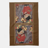 Vintages Kind Harlequin, Musiker spielt Banjo Geschirrtuch (Vertikal)