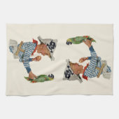 Vintages Kind, Junge Pirat Parrot Bird Geschirrtuch (Horizontal)