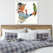 Vintages Kind, Junge Pirat Parrot Bird Leinwanddruck (Insitu (Schlafzimmer))