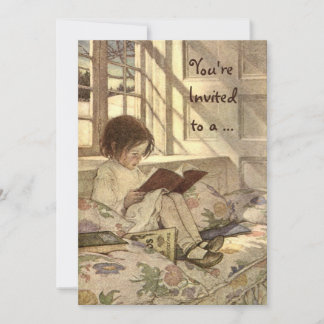 Vintages Kind mit Book Birthday Party Einladung