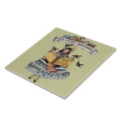 Vintages Kind mit dem Weihnachtsmann buchen Fliese (Seite)