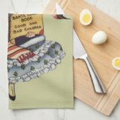 Vintages Kind mit dem Weihnachtsmann buchen Geschirrtuch (Viertel Falte)