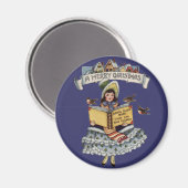 Vintages Kind mit dem Weihnachtsmann buchen Magnet (Vorderseite/Rückseite)