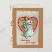 Vintages Kind mit Valentinherz Feiertagspostkarte (Vorne/Hinten)