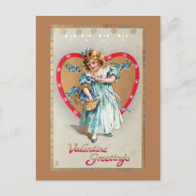 Vintages Kind mit Valentinherz Feiertagspostkarte (Vorderseite)