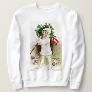 Vintages Kind mit Weihnachtsbaumurlaub Sweatshirt