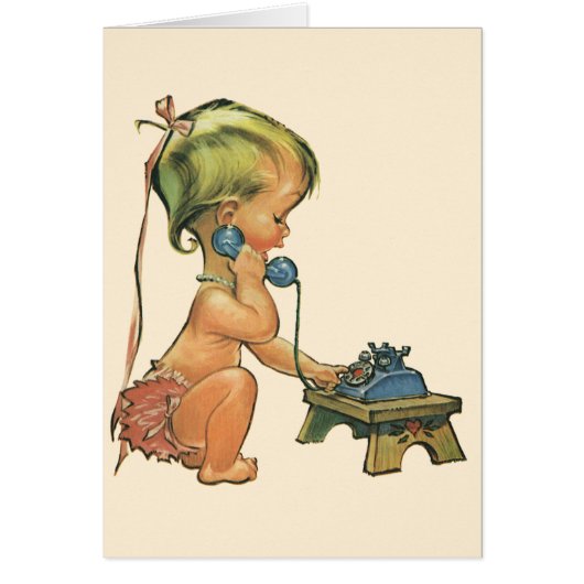 Vintages Kind Niedlich Blond Girl spricht auf Spie (Vorne)