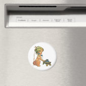 Vintages Kind Niedlich Blond Girl spricht auf Spie Magnet (In Situ (Geschirrspüler))