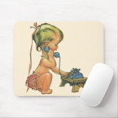 Vintages Kind Niedlich Blond Girl spricht auf Spie Mousepad (Mit Mouse)