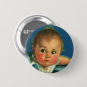 Vintages Kind, Niedliches Baby oder Mädchen im Hoc Button (Vorne & Hinten)