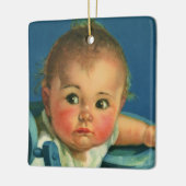Vintages Kind, Niedliches Baby oder Mädchen im Hoc Keramikornament (Links)