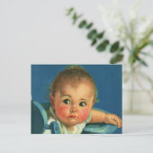 Vintages Kind, Niedliches Baby oder Mädchen im Hoc Postkarte (Stehend Vorderseite)