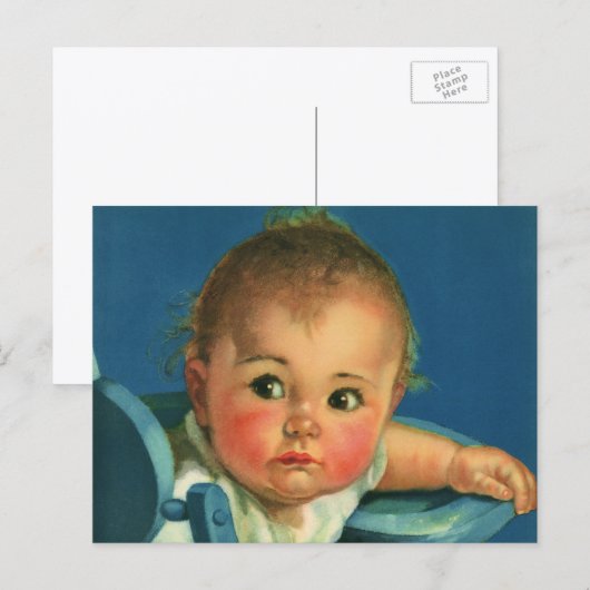 Vintages Kind, Niedliches Baby oder Mädchen im Hoc Postkarte (Vorne/Hinten)
