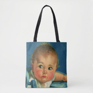 Vintages Kind, Niedliches Baby oder Mädchen im Hoc Tasche
