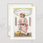 Vintages Kind, Ostereier und Küken Postkarte (Vorne/Hinten)