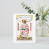 Vintages Kind, Ostereier und Küken Postkarte (Stehend Vorderseite)