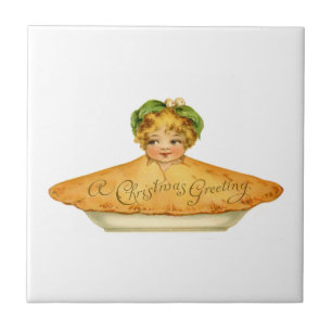 Vintages Kind und Kuchen Fliese