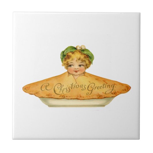 Vintages Kind und Kuchen Fliese (Vorderseite)