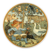 Vintages Kind und Tiere von Walter Crane Keramikknauf (Vorderseite)