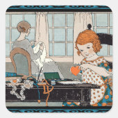 Vintages Kind Valentine Quadratischer Aufkleber (Vorderseite)