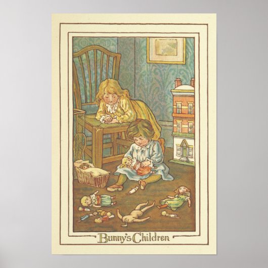 Vintages Kinderbuch Sonnige Illustration Poster (Vorne)