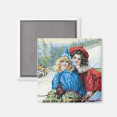 Vintages Kindersegeln Magnet (Vorderseite/Rückseite)