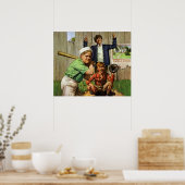 Vintages Kinderspiel SportBaseball-Spiel Poster (Küche)