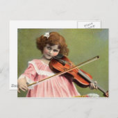 Vintages Kinderspiel Violine Musik Postkarte (Vorne/Hinten)